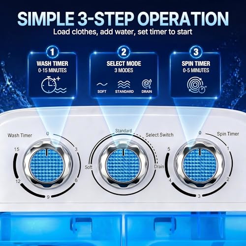 Mini Portable Washing Machine 9.9lb Twin Tub Compact Laundry Washer Dryer Combo