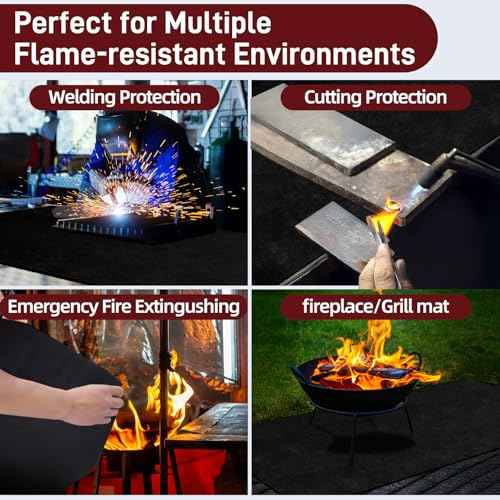 Large 40x40Inch Welding Blanket Pad Fireproof Flame Retardant Fabric for Stove Wick | 5mm Thick Carbon Felt Heat Resistant Mat for Industrial, Smoker, Soldering, Firepit, Grill & Welding Applications