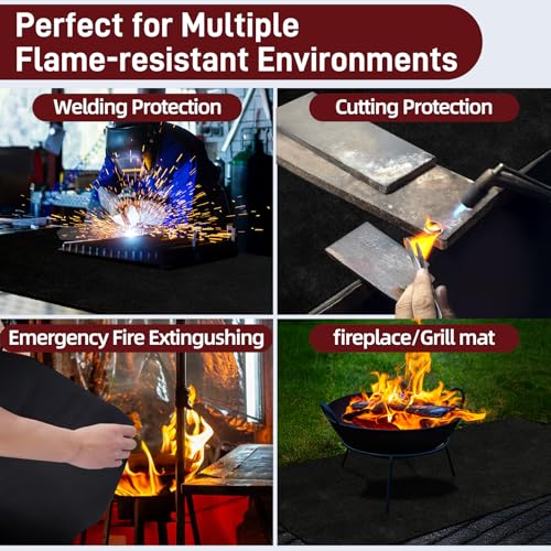 Large 40x40Inch Welding Blanket Pad Fireproof Flame Retardant Fabric for Stove Wick | 5mm Thick Carbon Felt Heat Resistant Mat for Industrial, Smoker, Soldering, Firepit, Grill & Welding Applications