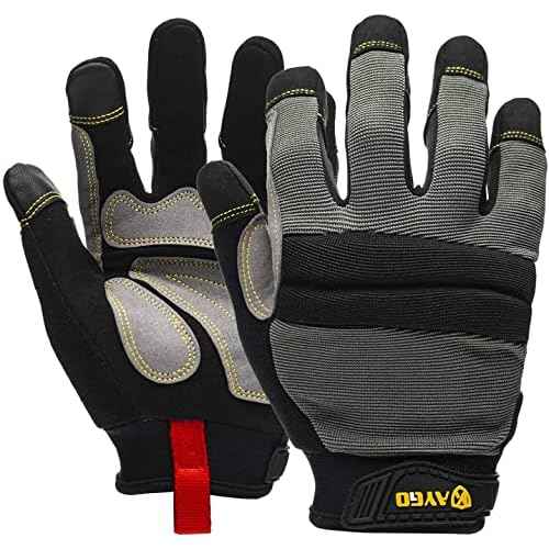 KAYGO Work Gloves For Men, KG125M Mechanic Utility Work Gloves for All Purpose, Excellent Grip, Heavy Duty, Improved Dexterity, Touch Screen, Large