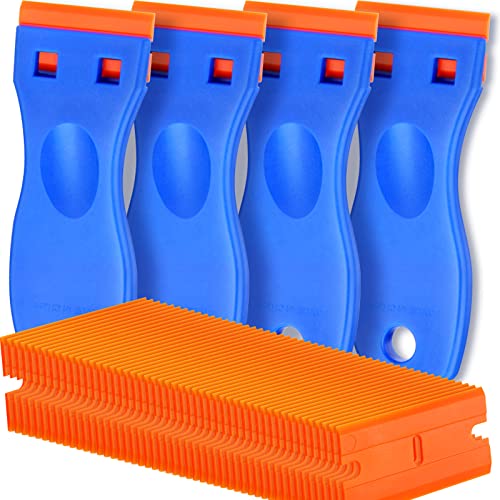 Plastic Razor Blade Scraper Set with 100 Blades for Sticker & Paint Removal