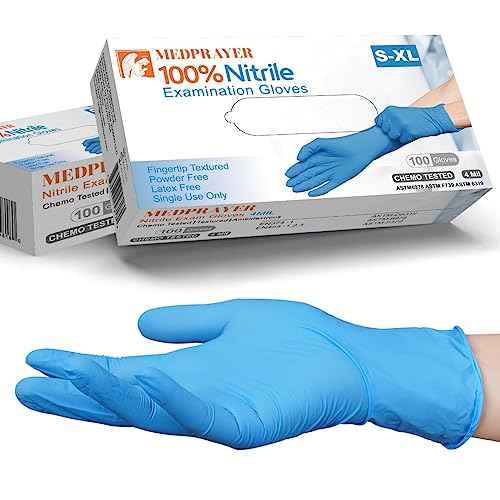 Nitrile Exam Gloves Latex Free & Powder Free Disposable Gloves for Cleaning, Food Safe, Medical Use - 4 Mil