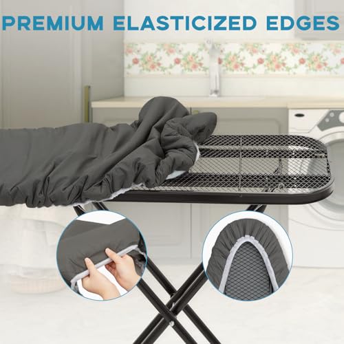Ironing Board Cover with Padding 15"x54" Black (Rainhol) – Adjustable Fit, 10mm Padding, Heat-Reflective Aluminum