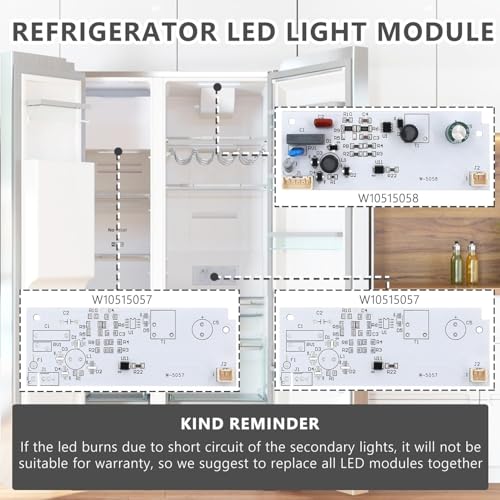Refrigerator LED Light Control Boards W10515058 & W10515057 – 3-Pack Replacement