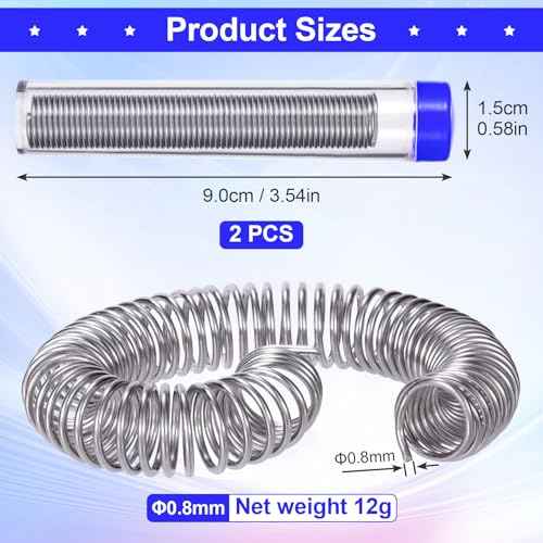 KIKOOD 2pcs Solder Wire 0.8mm Diameter Rosin Core Solder for Electronic Electrical Soldering Components Repair, OF7331-M