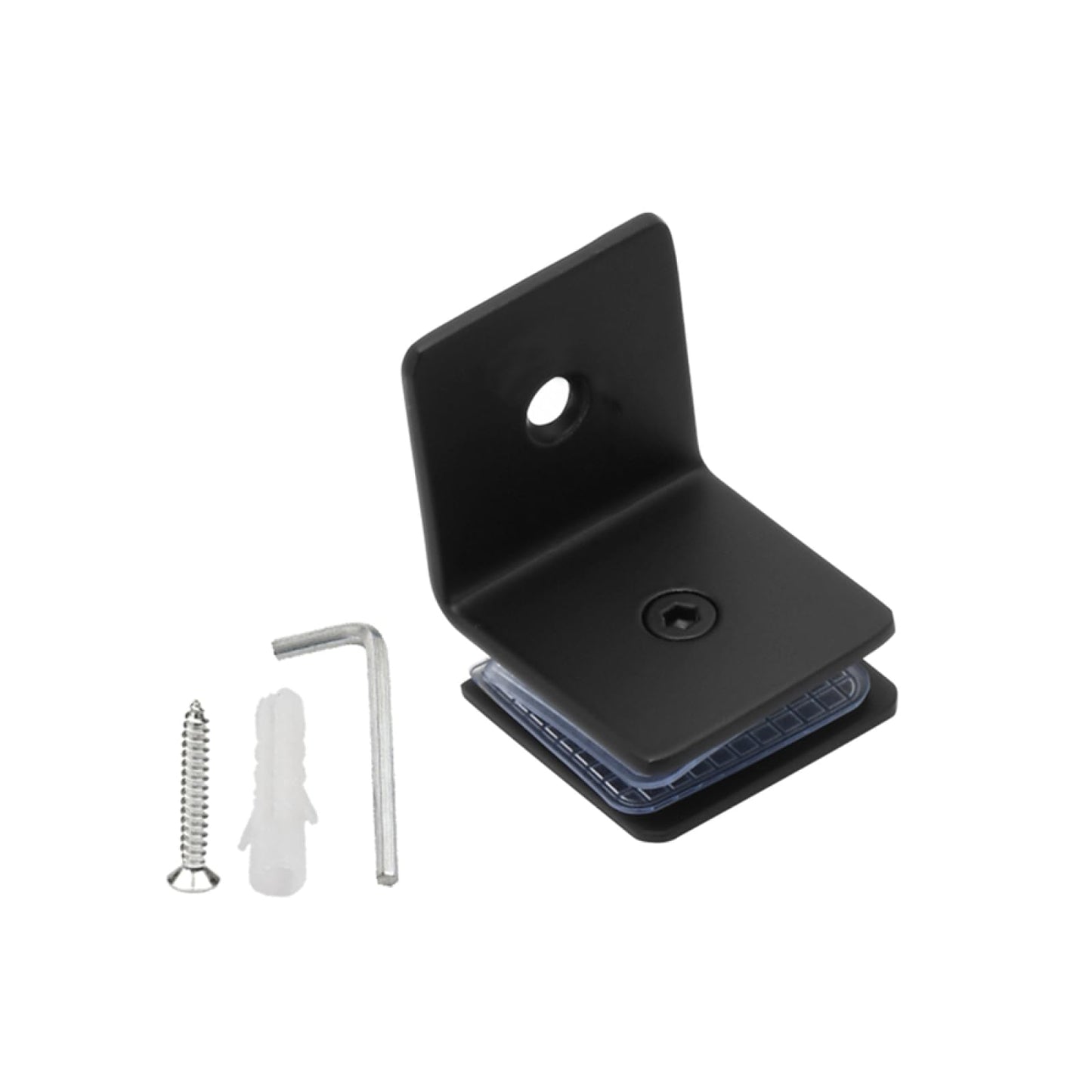 TopHomer 90 Degree Stainless Steel Glass Clamp, Single Side Square Glass Shelf Support Fixed Clamp for Bathroom Shower, Display Cabinet (Matte Black)