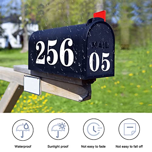 Kattykitty 60 PCS White Mailbox Numbers - 4 Inch & 3 Inch Self-Adhesive House Address Signs Set