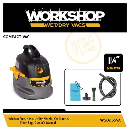 Workshop 2.5-Gallon Wet/Dry Shop Vacuum Cleaner with 1.75 Peak HP - Portable & Compact, Model WS0255VA - Variation: Vacuum Cleaner