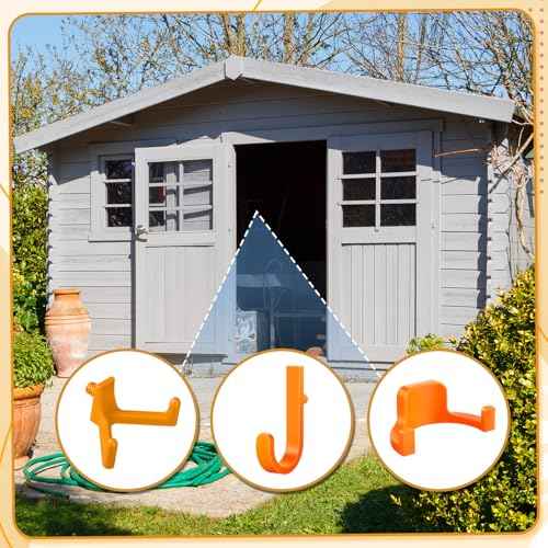 30 Pcs Storage Shed Tool Hooks Shed Accessories Compatible with Suncast/Craftsman J/U/V Shaped Tool Hanger Shelves Garden Garage Storage Organization Accessories for Hanging Shovel Rake(Orange)