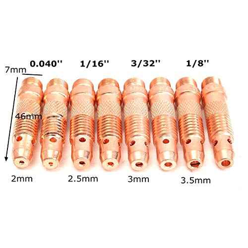 Alffun 58pcs TIG Welding Torches Gas Lens Kit Collet Body Alumina Nozzle Consumables Kit Fit WP-17/18/26 Series TIG Welding Torch Accessories