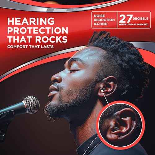 Hearos Earplugs Rock 'n Roll Series with Free Case, 1-Pair, NRR 27, TPE, Reusable, Black (309)