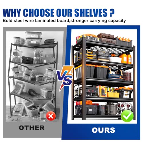 AOAORGG Heavy Duty Metal Garage Shelving Unit 71.2"H x 35.4"W x 16"D Adjustable Storage Shelves