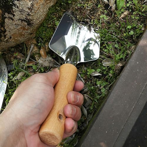 Garden Tool Shovel for Digging Gardening Trowel for Lawn Planting Stainless Steel Spade Wooden Handle Anti Slippery