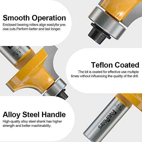 FivePears 3/8" Radius Roundover Router Bit 1/2 Inch Shank, Round Over Router Bit for Edging Forming Rounding