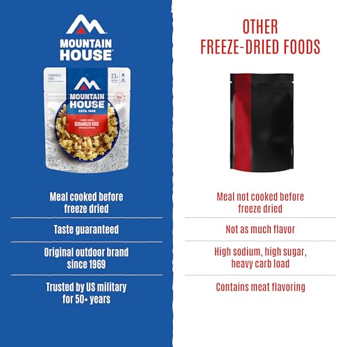 Mountain House Freeze-Dried Scrambled Eggs with Uncured Bacon 2-Pack | Backpacking Meals, 4 Servings, 30-Year Shelf Life