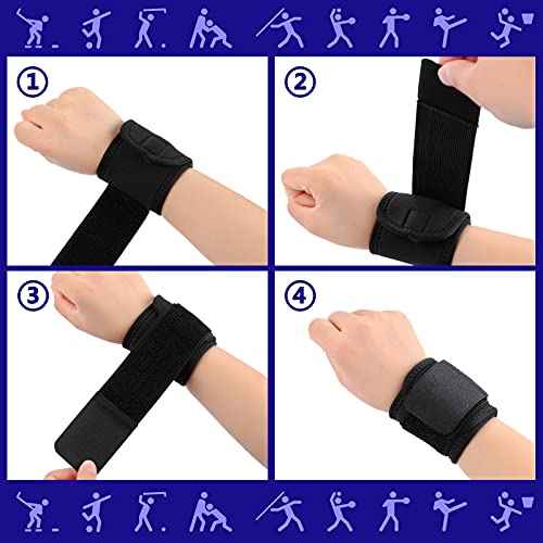 Threan 4 Pcs Wrist Brace for Lifting Carpal Tunnel Wrist Brace for Work Adjustable Hand Support Right and Left Hands Guard for Men Women(Black)