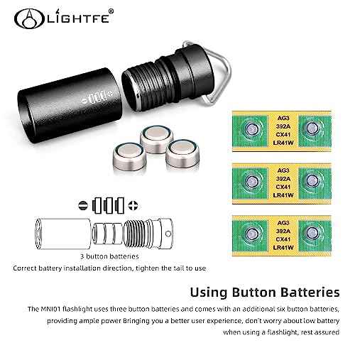 LIGHTFE MINI01 Keychain Flashlight Mini Keychain Light is Light, Small, and Bright (Mini01 Black)