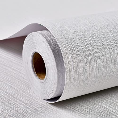Haimin White Grasscloth Textured Peel and Stick Wallpaper 24x393in