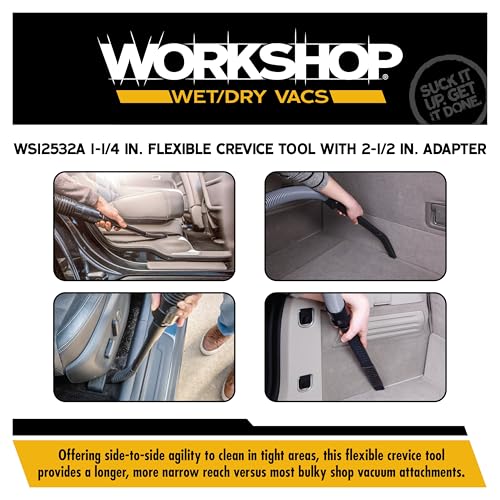 Workshop Wet Dry Vacuum Crevice Tool Flexible 1-1/4 inch Attachment