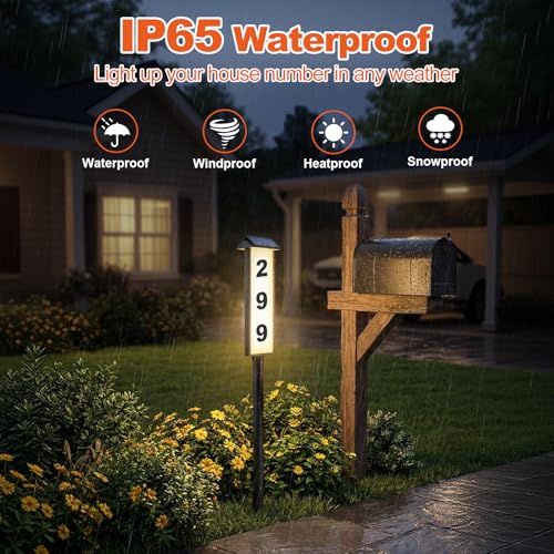 Brightever Solar Address Sign 1 Pack with Dual Panels & 3 Adjustable Heights