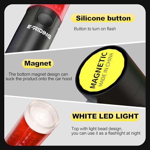 2 Pack Rechargeable Traffic Wand, 10 Inch Traffic Control Baton with Magnet, Safety Light Wand with White LED on Top, Air Marshaling Wand with 3 Flashing Modes