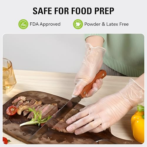 SWIFTLITE Disposable Vinyl Gloves - Food Safe, Medium, 100 Pack