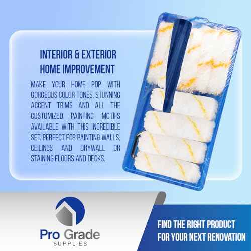 Pro Grade - Paint Roller Tool Kit - 10 Piece Painting Set - Mini Plastic Paint Tray Set, Mini Roller Frame,Microfiber Roller Covers