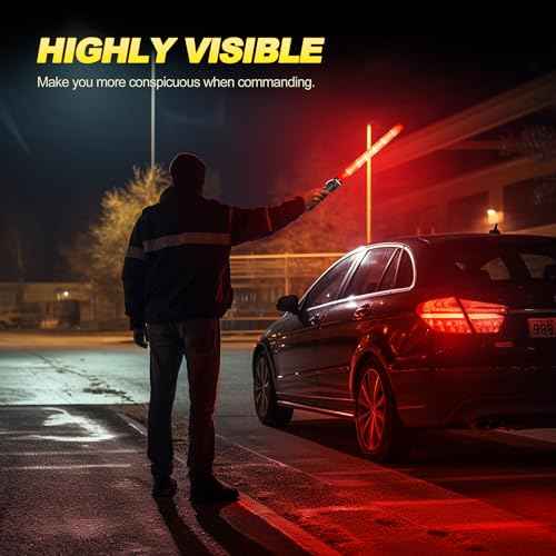 21 inch Traffic Wand Safety Light Wands | High Visibility, Durable, Portable | Traffic Control Wand with 3 Flashing Modes for Parking, Aircraft, Night Traffic Directing