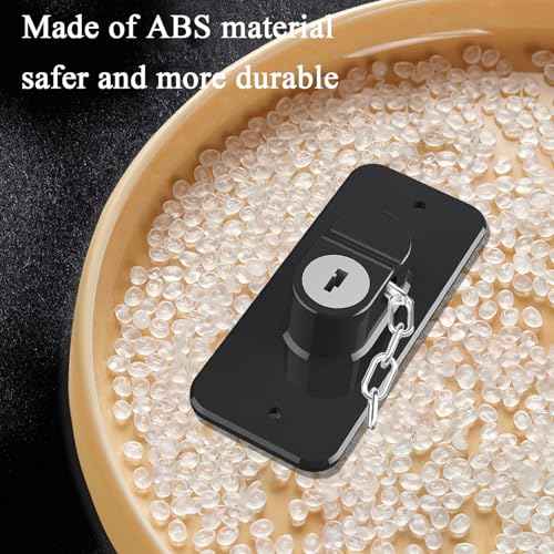 Child Proof Door Lock (2 Pack), Door Locks for Kids safety & Cat Door Latch, for Fridge Lock, Cabinet Locks, Window Locks and Baby Proofing, Strong non-marking Adhesive No Drilling (Black)