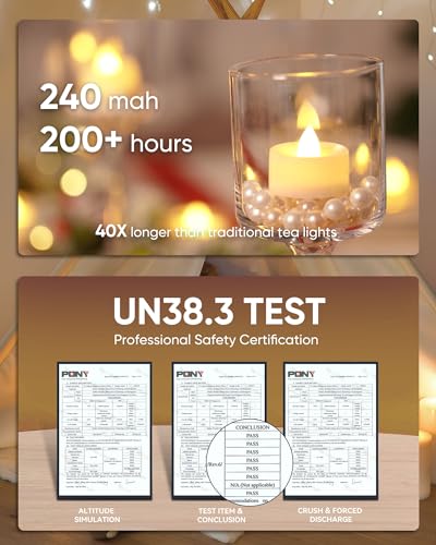 Homemory Flameless Tea Lights Candles 24-Pack Warm White, Battery Operated, 200+ Hours