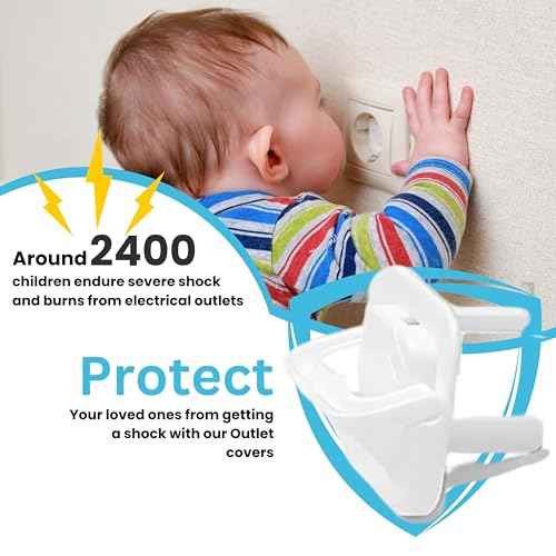 60 Pack Outlet Covers Baby Proofing with Pull Handle- Plug Covers Baby Proofing- White Baby Proof Outlet Covers 3 Prong Child Proof Outlet Cover- Shock Prevent Plug Protectors Baby Proof Plug Covers