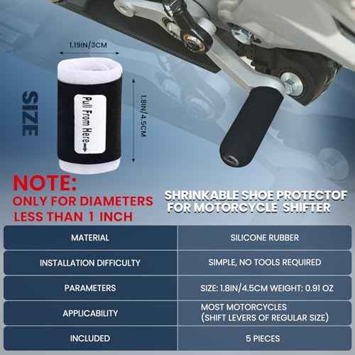 K-Shield 5 Pieces Motorcycle Shifter Shoe Protector - Quick-Fit Universal Boots Protector for Motorbike Footwear Shoes, Non-Slip Rubber Cover Accessories for Men Women, Black (Black)
