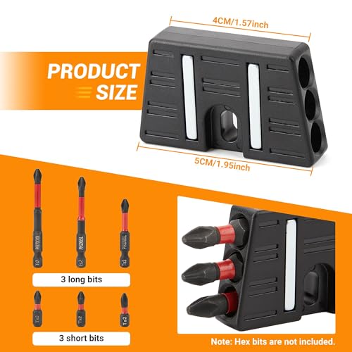 Upgrade Magnetic Bit Holder with 6 Magnetic Holes for Secure Mounting on Belt Buckle Screws for Dewalt, Ridgid, Makita, Bosch, Ryobi, Milwaukee and More
