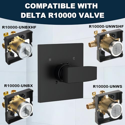GUOLAIBA Matte Black Replacement Shower Handle Kit for Delta 13/14 Series with RP46074 Cartridge