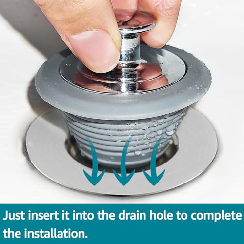 Universal Silicone Bathtub Drain Stopper - Fits 1.1 to 2 Inch Drains