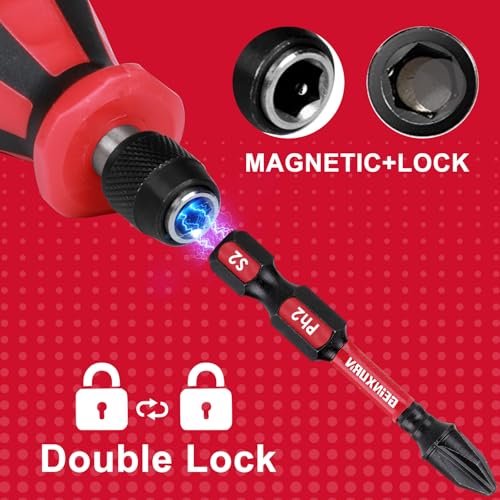 Magnetic 2PC Mini Changeable Head Manual Screwdriver Holder, Quick Change&Release 1/4¡± Hex Bit Extension Holder