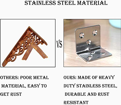 40PCS Stainless Steel Corner Brackets 1.2x1.2 Inches for Furniture Cabinets Shelves - Silver