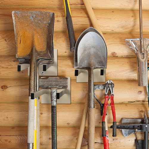 Zonon 2 Pcs Tool Rack for Shovels Spades Rakes Brooms Shovel Holder for Truck and Shovel Rack Heavy Duty Powder Coated Steel Wall Mount Storage Organizer Garage and Shed