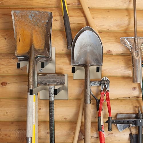 Zonon 2 Pcs Tool Rack for Shovels Spades Rakes Brooms Shovel Holder for Truck and Shovel Rack Heavy Duty Powder Coated Steel Wall Mount Storage Organizer Garage and Shed