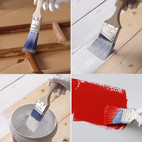 Bates Choice 6 Pack Paint Brushes with Wood Handles - Angled & Flat, 1