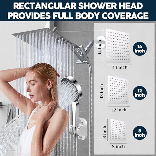 Ashwanth 8 Inch Silver High Pressure Rainfall Shower Head with Handheld & Extension Arm