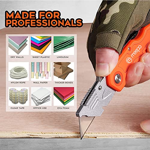 4-Pack Colorful Heavy Duty Utility Knives with 10 Blades - Fixed Blade Set