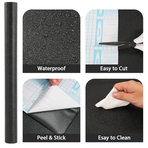 NVRZQWD 17.7x118 Black Peel and Stick Waterproof Wallpaper for Cabinets & Walls