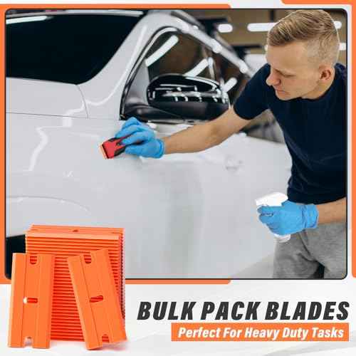 DIYSELF Plastic Razor Blades | 200-Piece Blade Replacement for Plastic Razor Scraper | Plastic Blades for Glass, Metal, Floors, Marble and Tile surfaces | Adhesive Remover
