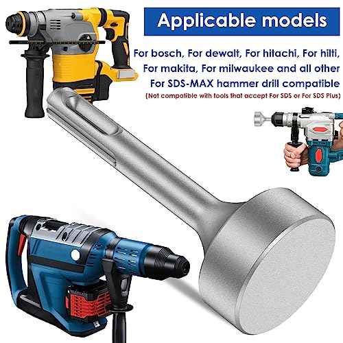 SDS Plus Ground Rod Driver,Wear Resistant Wide Compatibility Ground Rod Bits Socket Heavy Duty Steel Drill Bit Driver for Rotary Hammer Drill Grounding Rods (Flat Drill)