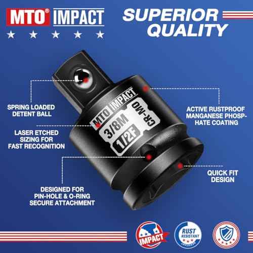MTO 2-Piece Impact Socket Adapter and Reducer Set, 1/2" Female to 3/8" Male Reducer, 3/8¡± Female to 1/2¡± Male Adapter, Chrome Molybdenum Alloy Steel