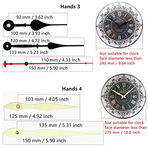 TIKROUND Quartz Wall Clock Movement Mechanism Repair Parts 29/32 Inch Thread with Black Hands