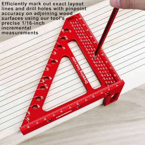 ViewReal Large Carpenter Square 3D Multi-Angle Ruler - Red