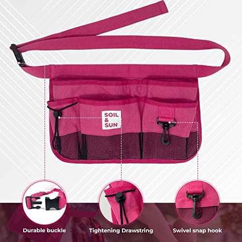 Soil & Sun Garden Tool Belt for Women, Tool Apron, Utility Belt Women, Teacher, Canvas Waist Apron with Pockets,Garden Aprons