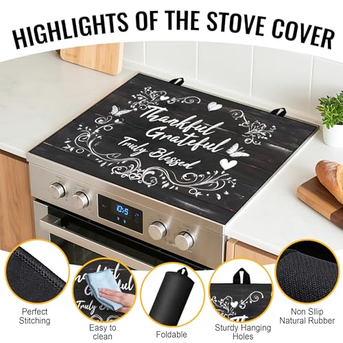 Grateful NYZE Stove Top Cover Mat 28.5x20.5 in – Heat-Resistant Glass Cooktop Protector